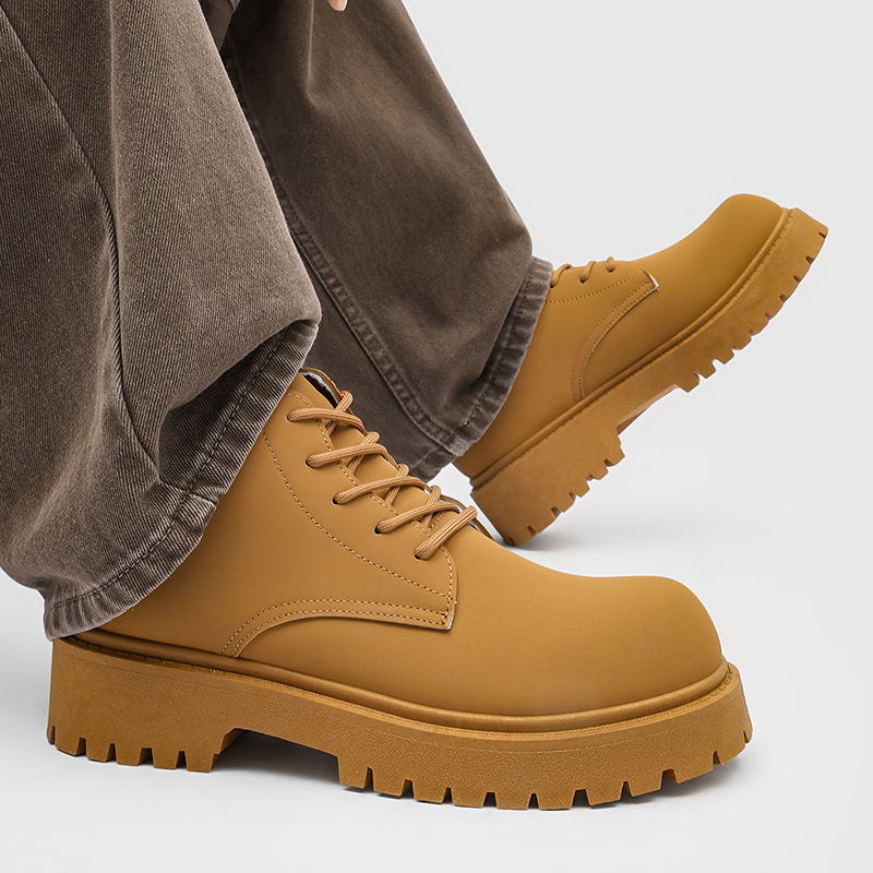 Chelsea Boots Suede - 100%Genuine Leather Mens Boots Street Yellow