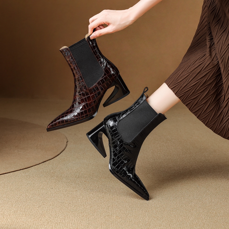 Women's new leather embossed p - Chelsea Boots Suede avaliação e preço
