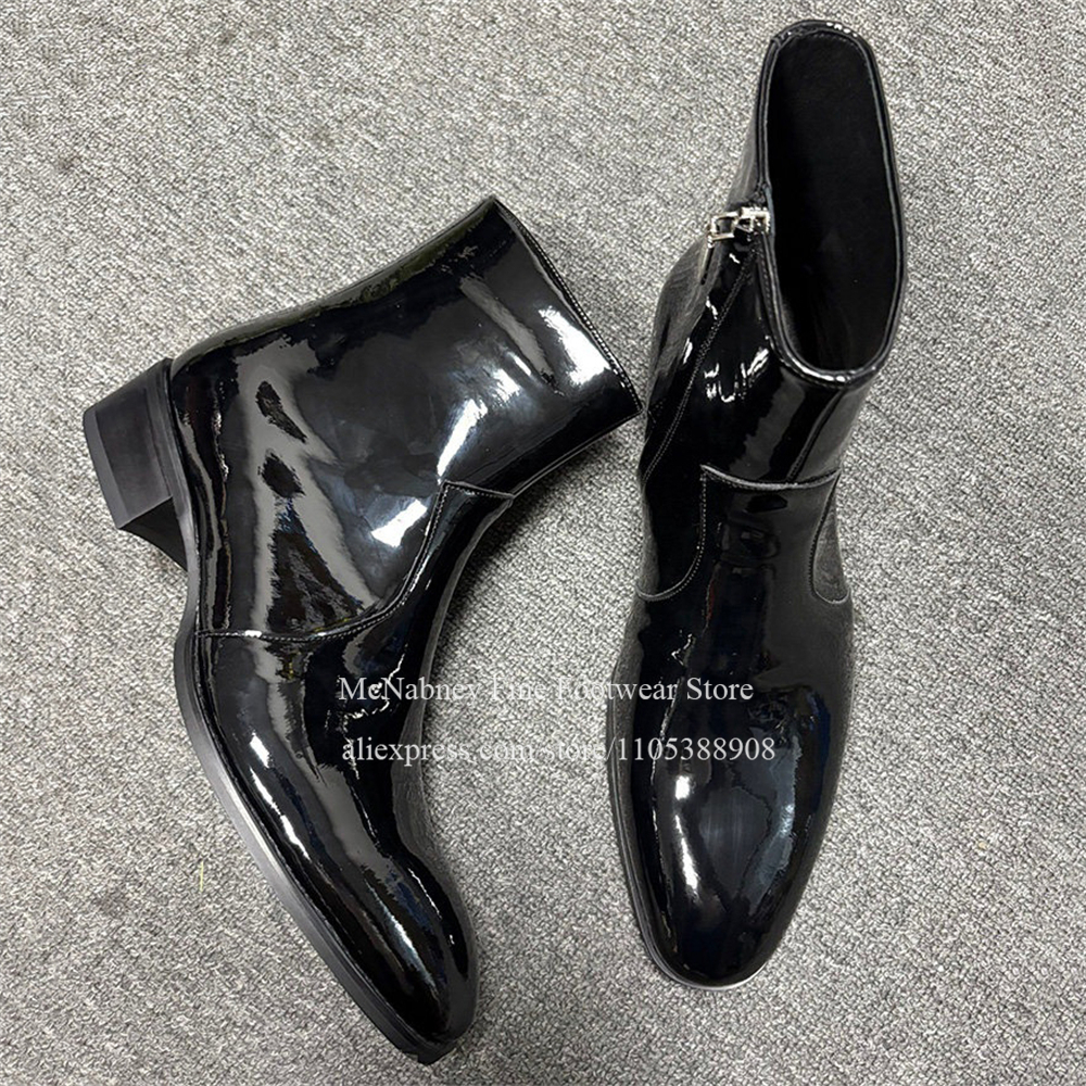 Glossy Patent Leather Round To - Men Shoes Formal avaliação e preço
