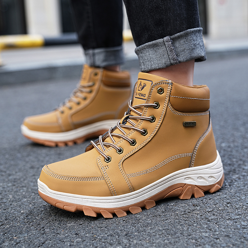 Men Boots Winter Outdoor Walki - Men'S Shoes Yellow And Black avaliação e preço