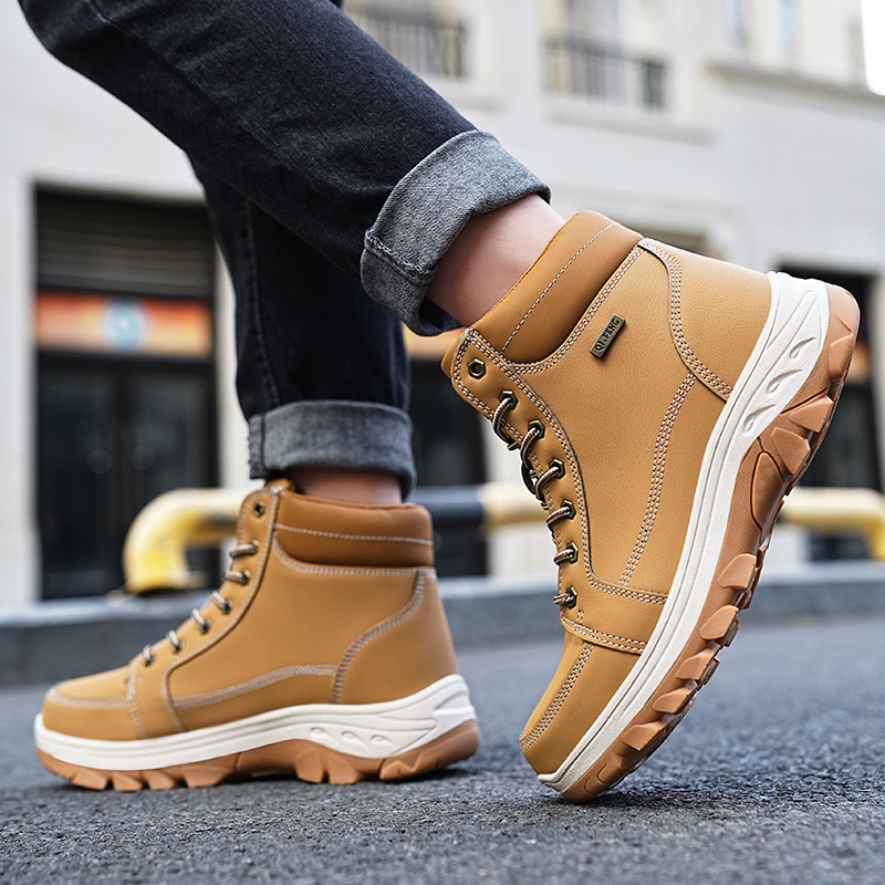Men Boots Winter Outdoor Walki - Men'S Shoes Yellow And Black avaliação e preço