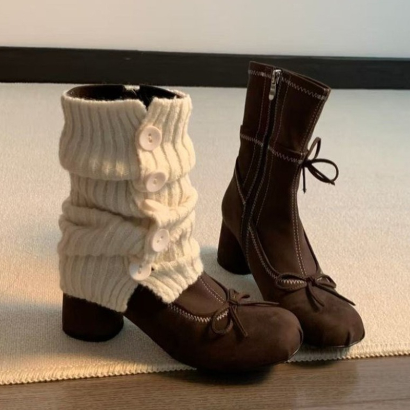 Bow High Heels Women Boots New - Chelsea Boots Suede avaliação e preço