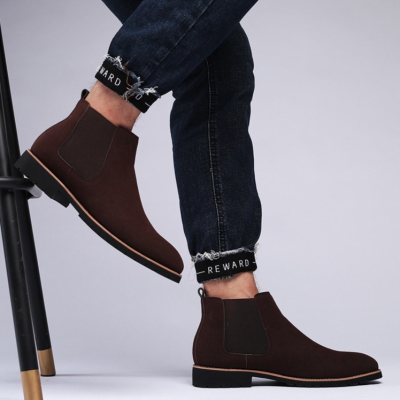 Men Ankle Boots British Style  - Chelsea Boots Suede avaliação e preço