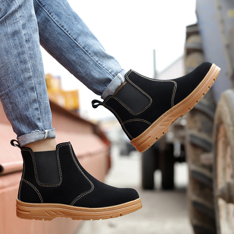 men fashion steel toe cap work - Chelsea Boots Suede avaliação e preço