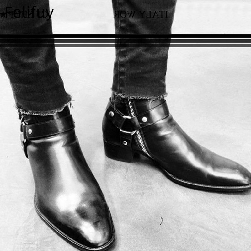 Buckle Low Heel Men's Genuine  - Chelsea Boots Suede avaliação e preço