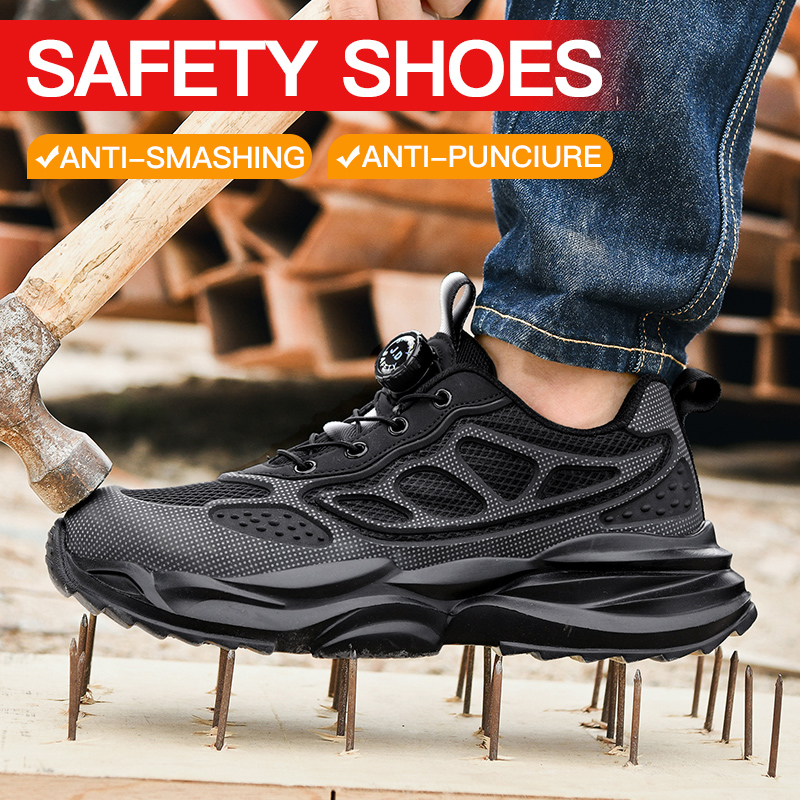 Rotary Button Safety Shoes Men - Work Boot Steel Toe avaliação e preço