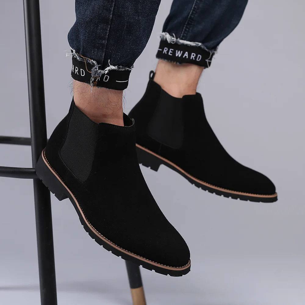 Men Ankle Boots British Style  - Chelsea Boots Suede avaliação e preço