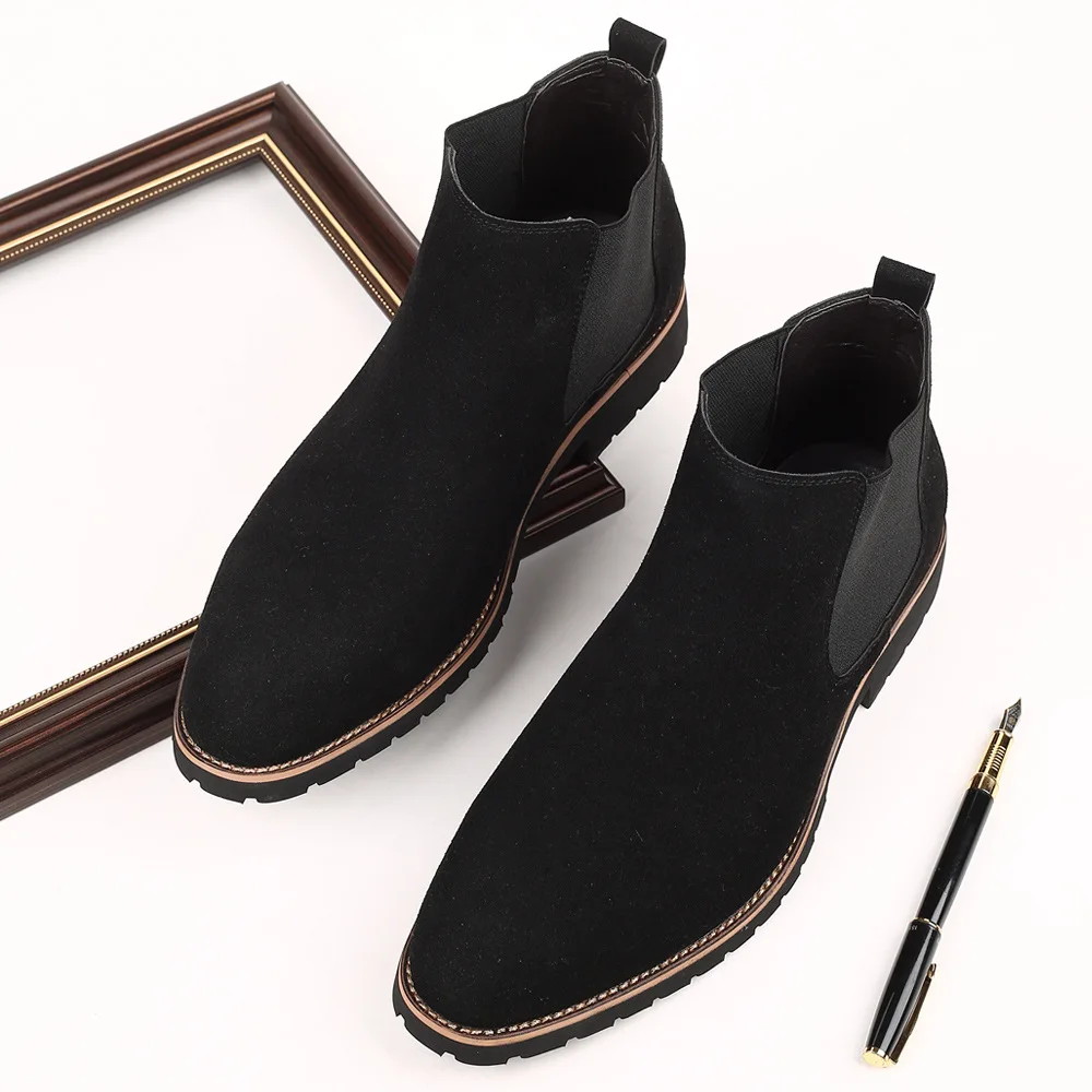 Men Ankle Boots British Style  - Chelsea Boots Suede avaliação e preço