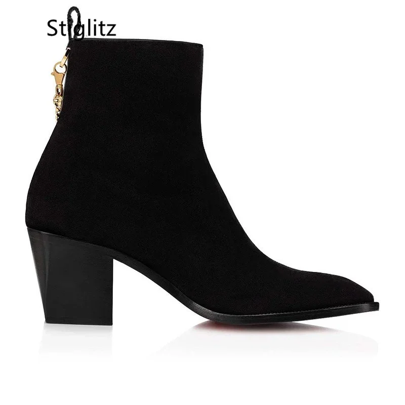 Suede Ankle Boots Gold Chain H - Chelsea Boots Suede avaliação e preço